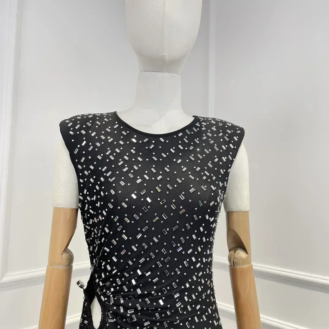 

Новое черное длинное платье без рукавов с цистрированной талией 2023, для вечеринки