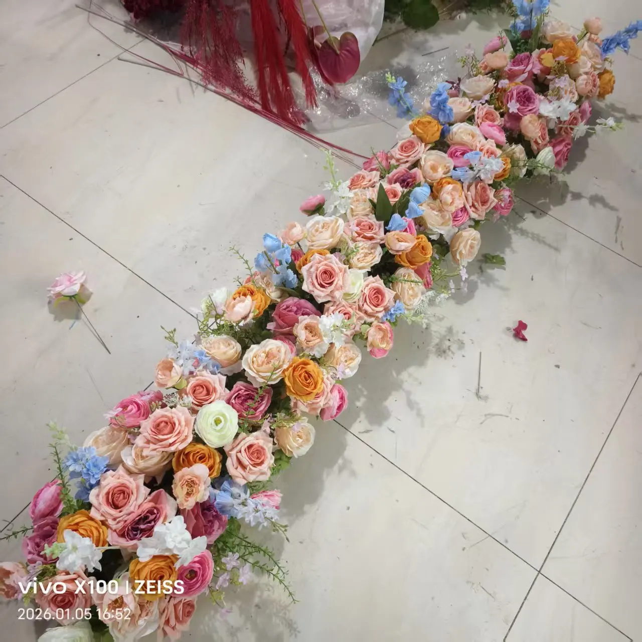 2m Luxe Kunstbloemen Bruiloftdecoratie Tafel Langerloper Bloemenrij Bloemige Achterwand Arrangement Wandboog Decoratie