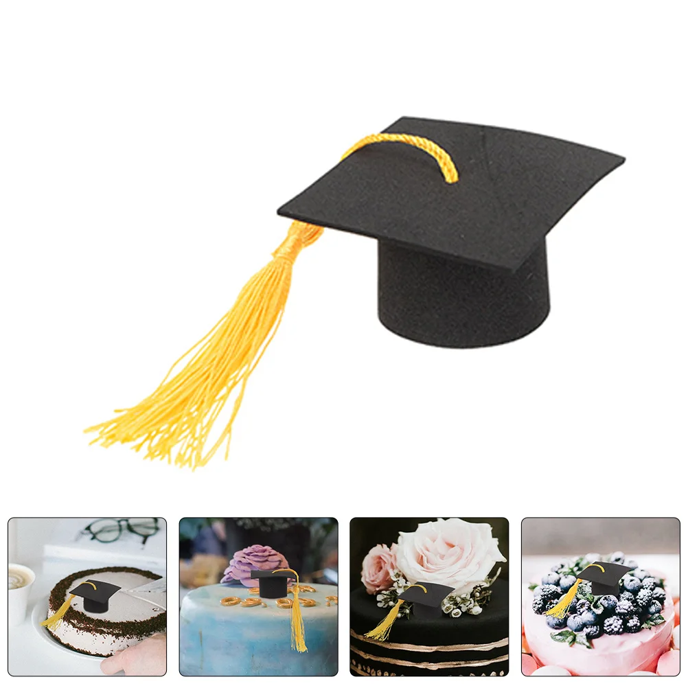 12 Pcs Cake Decoration Cap Cupcake Grad 2024 Graduation Party Supplies Topper Toppers Doctor's Hat