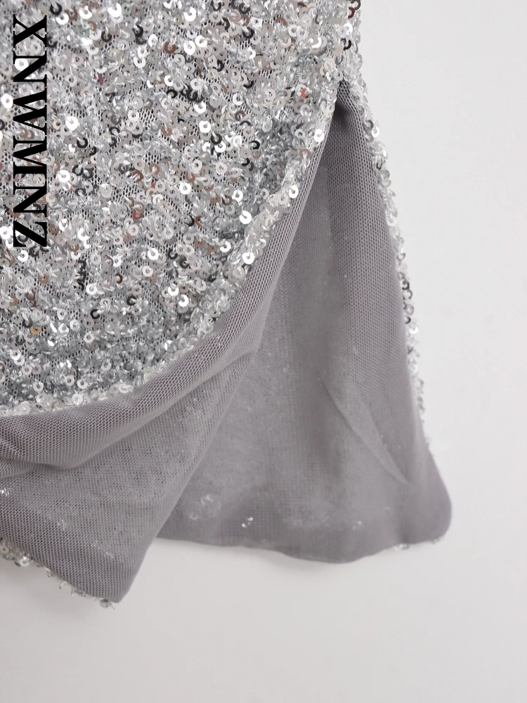XNWMNZ 2025 Autunno Nuova Signora Temperamento Casual Senza Maniche Corsetto Senza Spalline Del Partito di Sera Del Partito Donna Sexy Regular Fit Paillettes