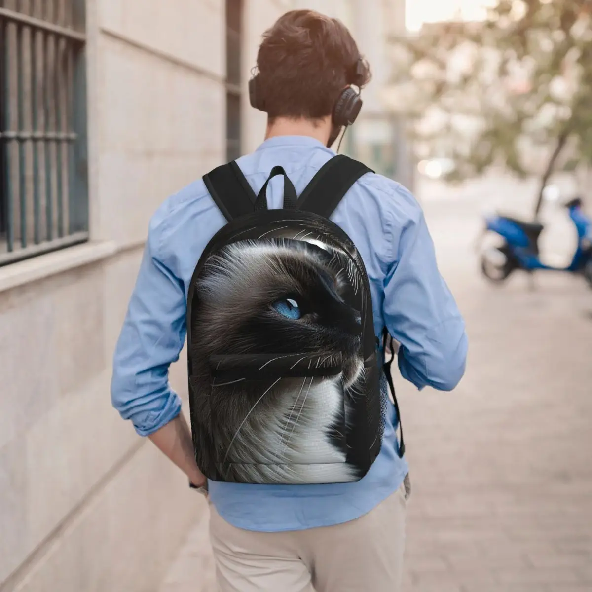 

Siamese Cat In Dark Backpack Boys Girls BookBag Children School Bag Computer Shoulder Bags for Men Women