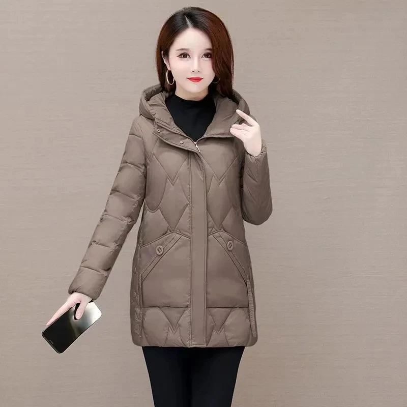 

2023 Winter Women's Coats Long Parkas 4XL Down Cotton Hooded Overcoat slim Thick Warm Jackets Female Pocket Windproof Casual Top