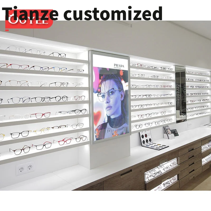 

Customized-Customized Wall Mount Eyeglass Display Sunglasses Display Rack Optical Shop Decoration Eyewear Store Interior Design