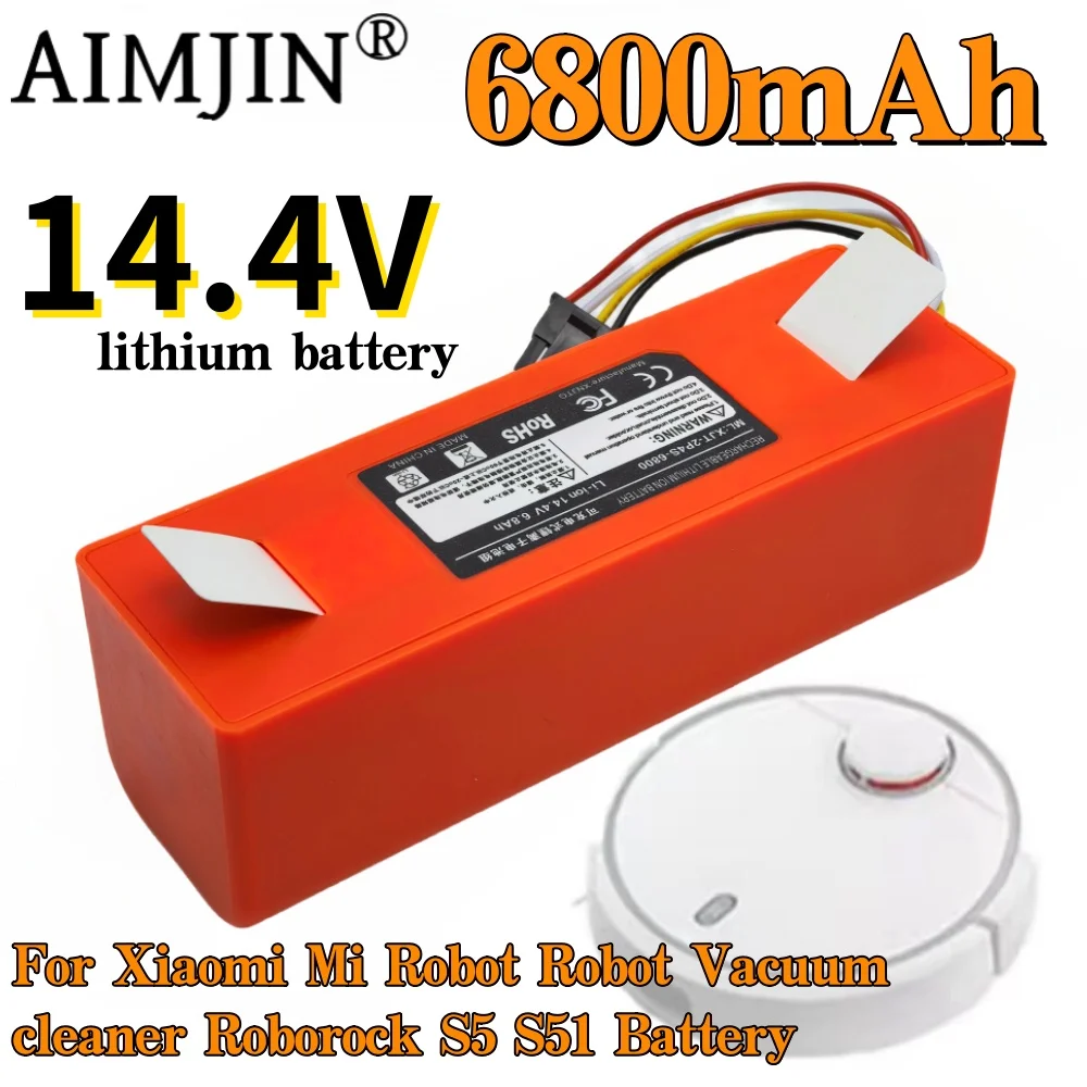 

6800mAh 14.4V li-ion Battery Vacuum Cleaner accessories for xiaomi mi robot Robotics cleaner roborock S50 S51 T4