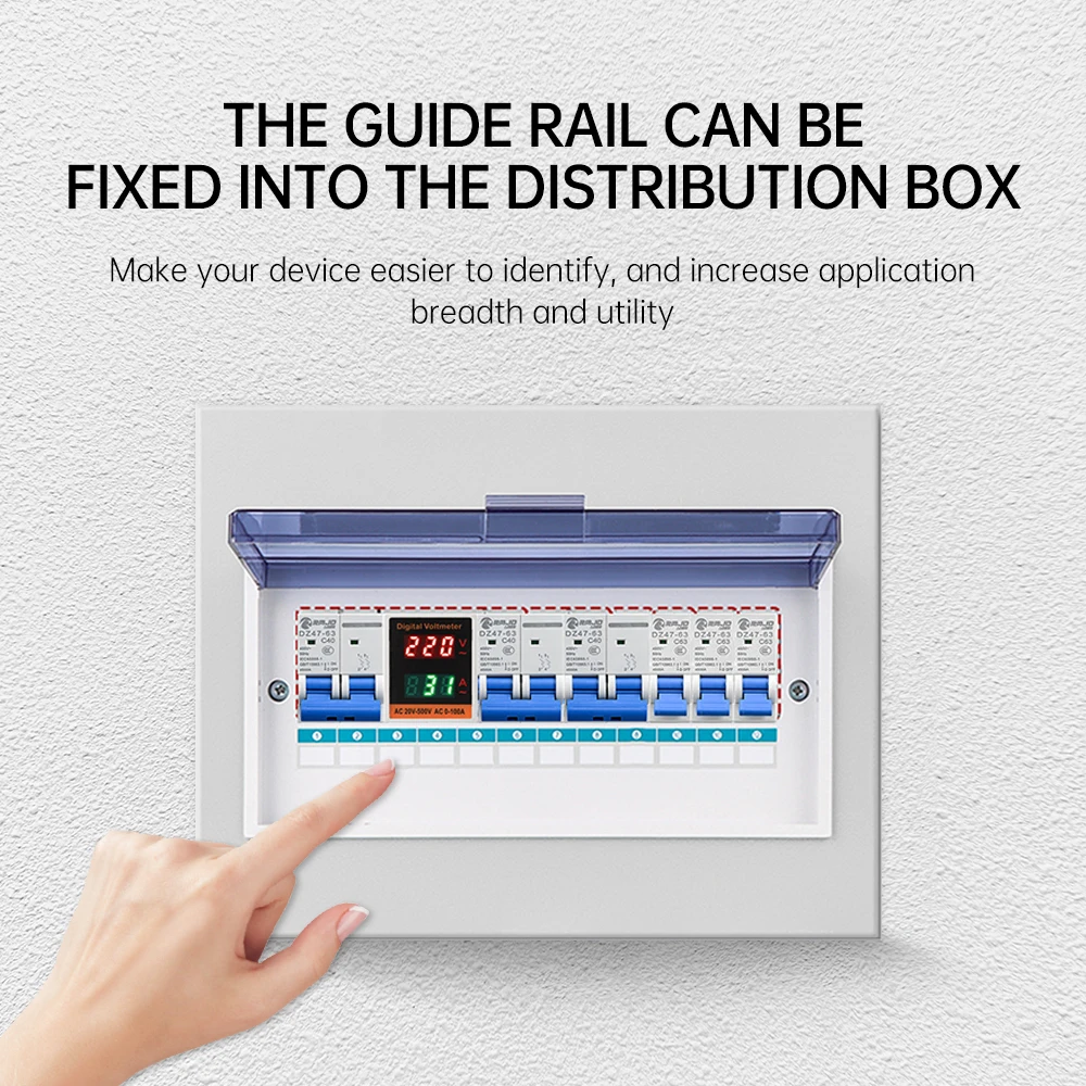 LED Dual Digital Din Rail Voltmeter Ammeter AC 110V 220V 380V Electricity Meter AC 50-500V 0-99.9A Volt Amp Monitor Energy Meter