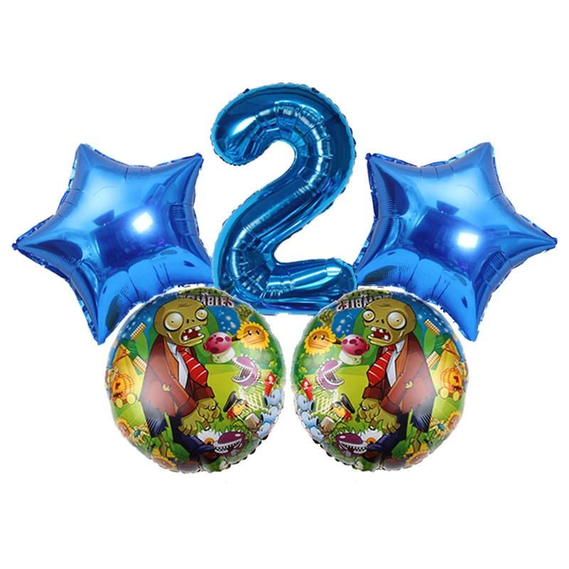 Plants Vs Zombies Balloons Pvz Cartoon Game Children's Birthday Party Decoration Aluminum Film Balloon Baby Shower Event Decor