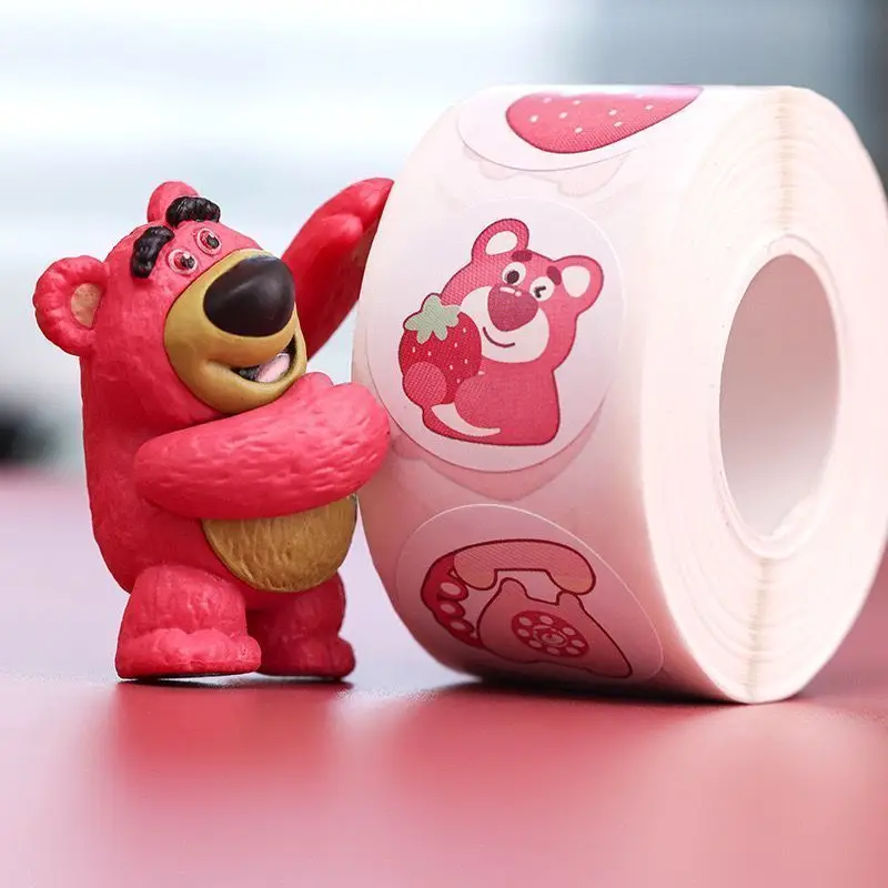 Sanrio Strawberry Bear Food Sticker Round Sealing Sticker Self-Adhesive Label Children Cute Cartoon Exquisite Roll Sticker