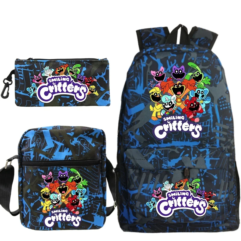 Smiling Critters Backpack 3Pcs Set Mochila Boys Girls Anime School Bags Men Women Travel Knapsack Teens Backpack Gift Mochila