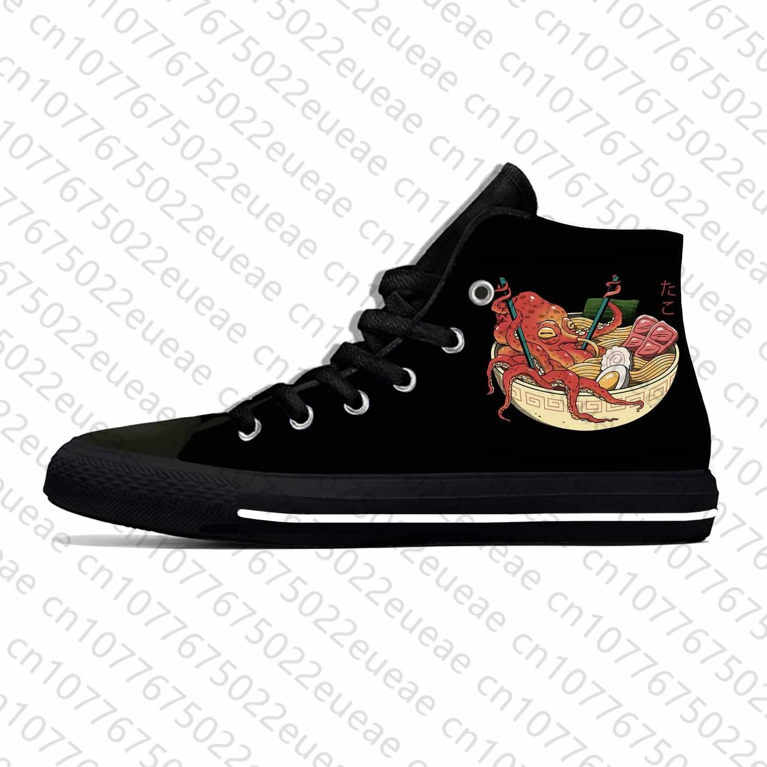 Homens e Mulheres Anime Japonês Desenhos Animados Grande Ramen Onda Kanagawa Sapatos de Pano Casual, Tênis Respiráveis Leves, 3D Print