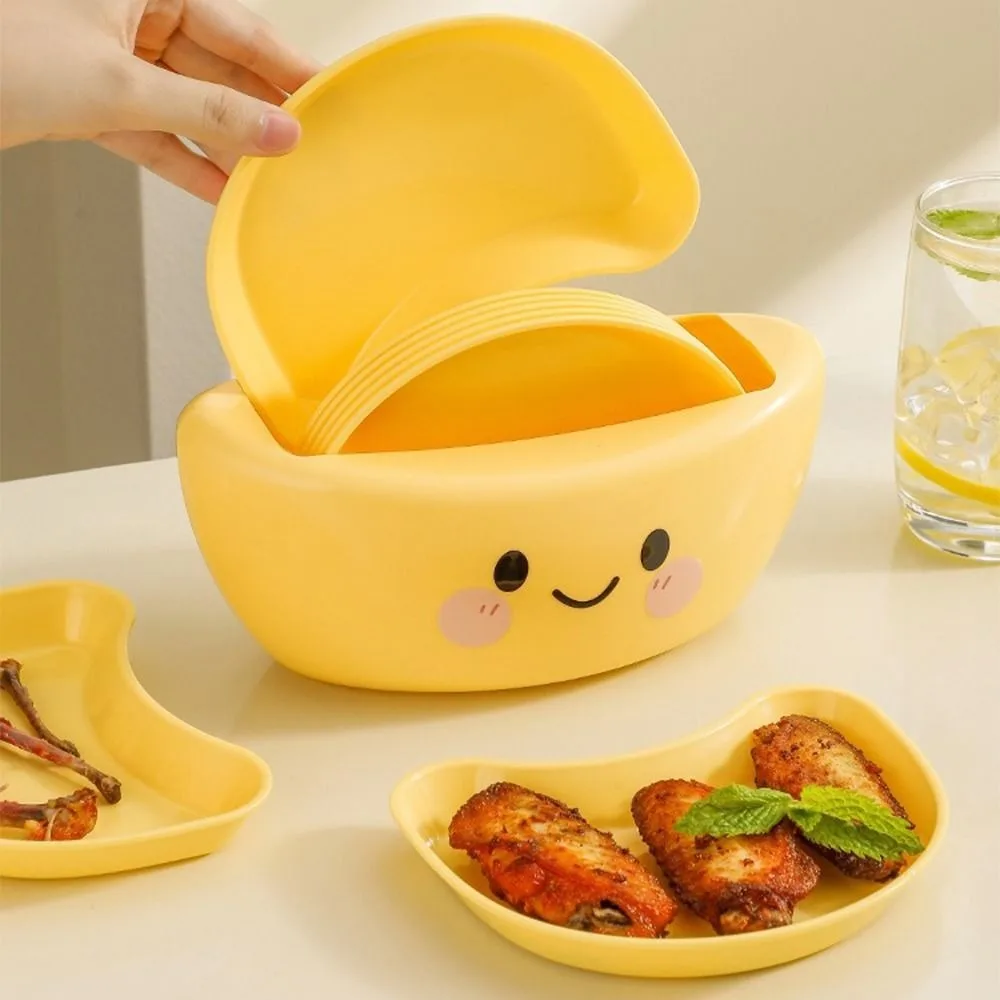 Stackable Yuanbao Shaped Spit Bone Dish Reusable Creative Fruit Storage Tray Set Durable Space-Saving Dipping Dish Kit