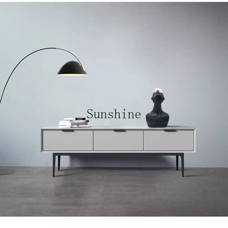 

Italian rock slab retro TV cabinet coffee table modern simple audio-visual cabinet solid wood living room furniture