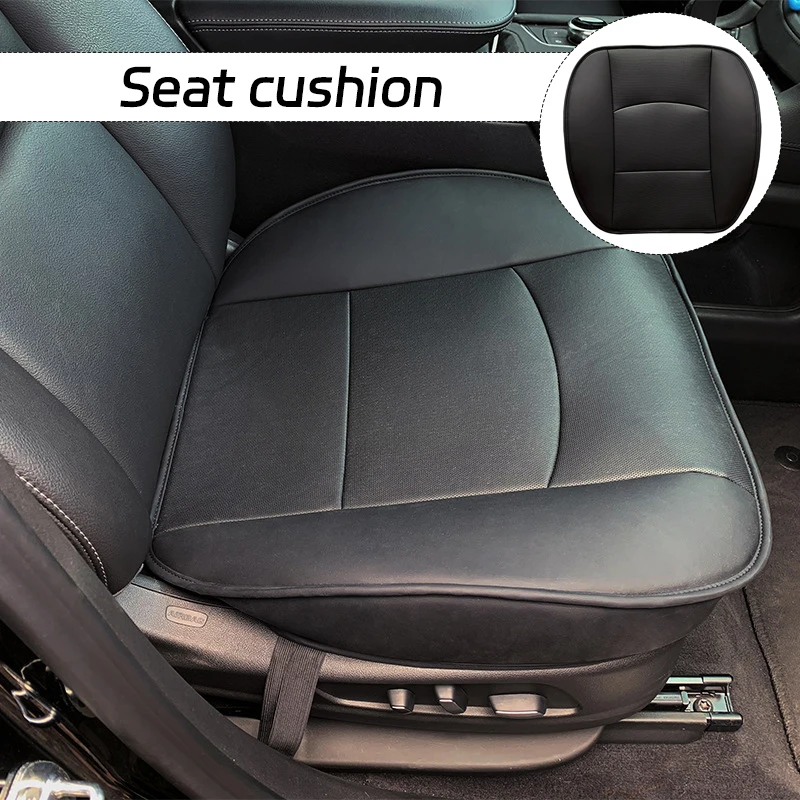 Black PU Leather Car Front Seat Cover Cushion auto Driver Side Leather Breathable Bottom Seat Cover Protector Mat Universal