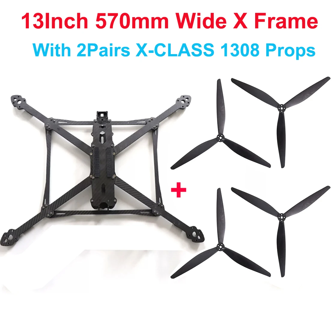 13 Zoll 570MM 15 Zoll 680MM Breiter X-Rahmen-Bausatz aus Vollcarbon mit 1308 1507 CW CCW Propellern und X5215 250KV 340KV 420KV Motoren – Detail 15