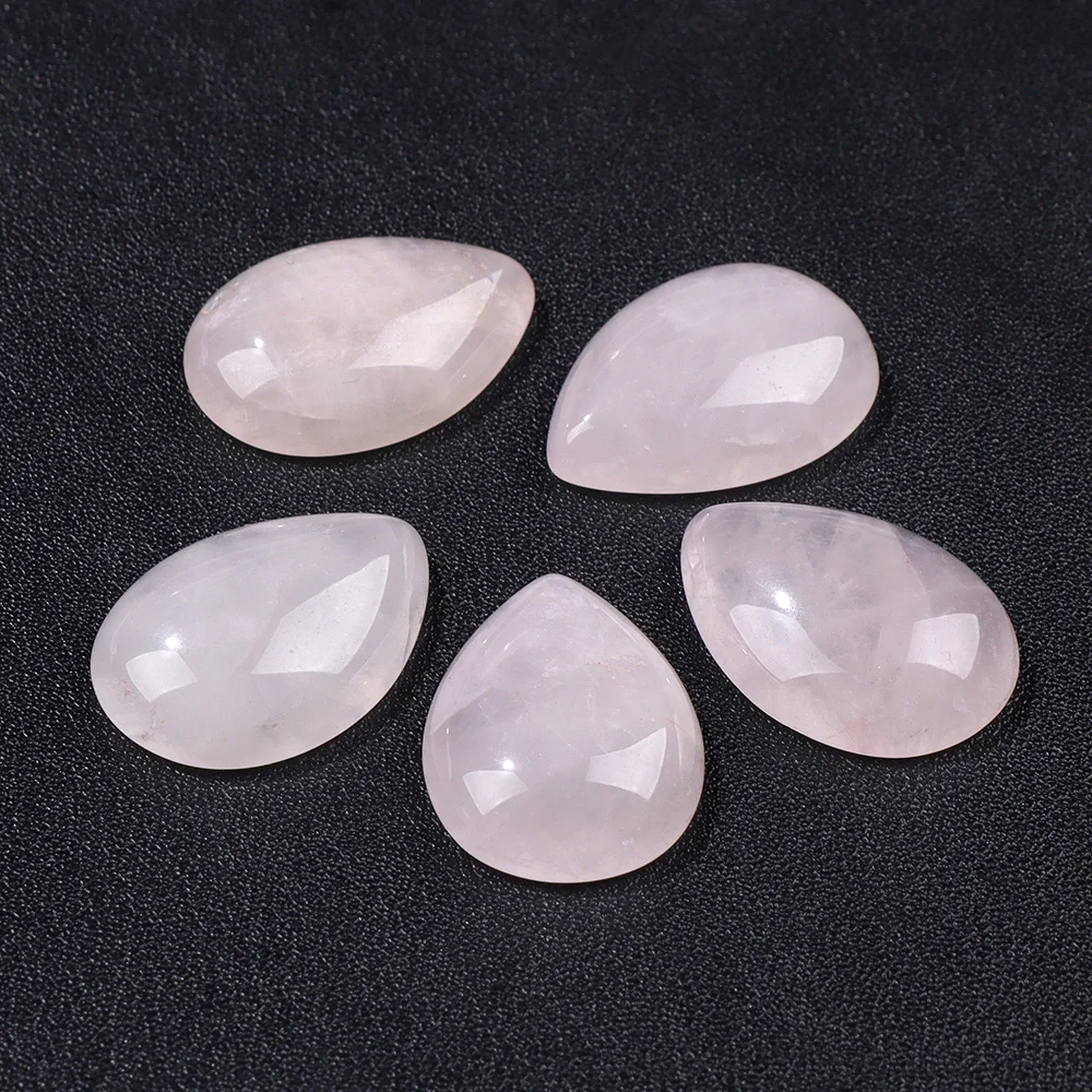 Natural Stone Cabochon Beads 18x25mm Water Drop Amethysts Rose Quartzs DIY Stone for Jewelry Making DIY Rings Wholesale 5PCS