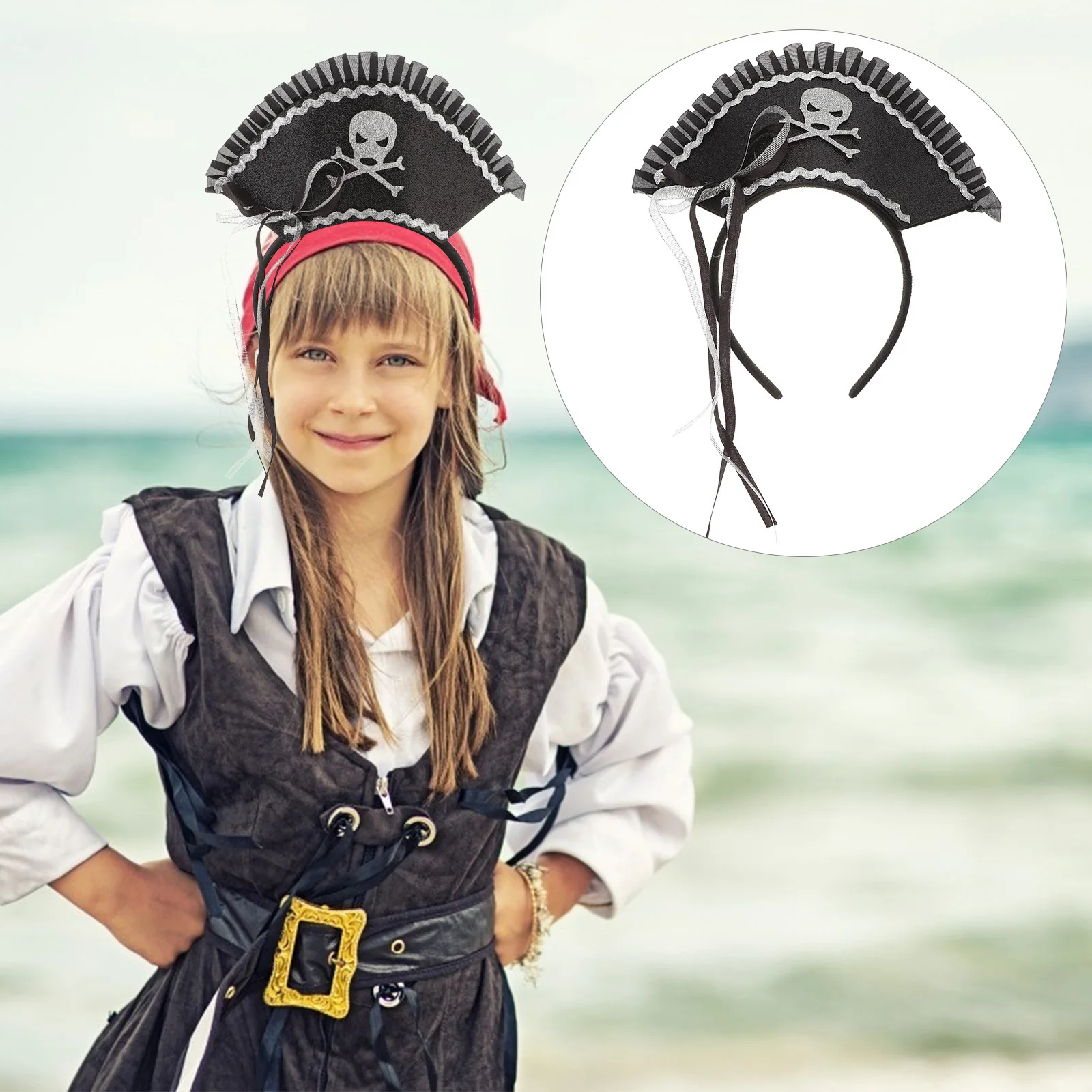 

Halloween Pirate Headband Comfortable Flexible Fit for Adults Halloween Party Hair Accessories Pirate Hair Hoops