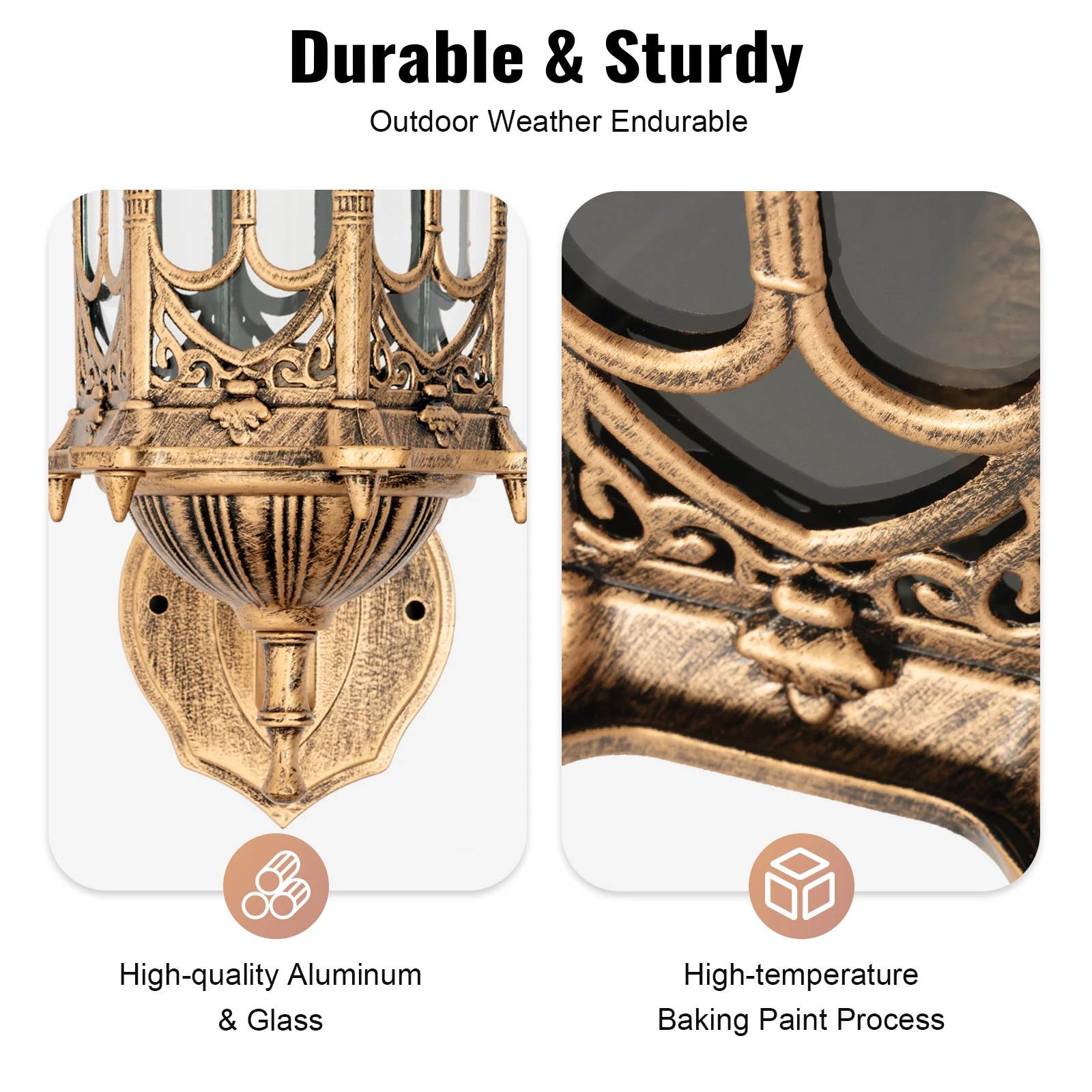 فانوس إضاءة حائط خارجي عتيق، IP44 تركيبات شمعدان نحاسية مقاومة للماء لباب فناء حديقة الشرفة