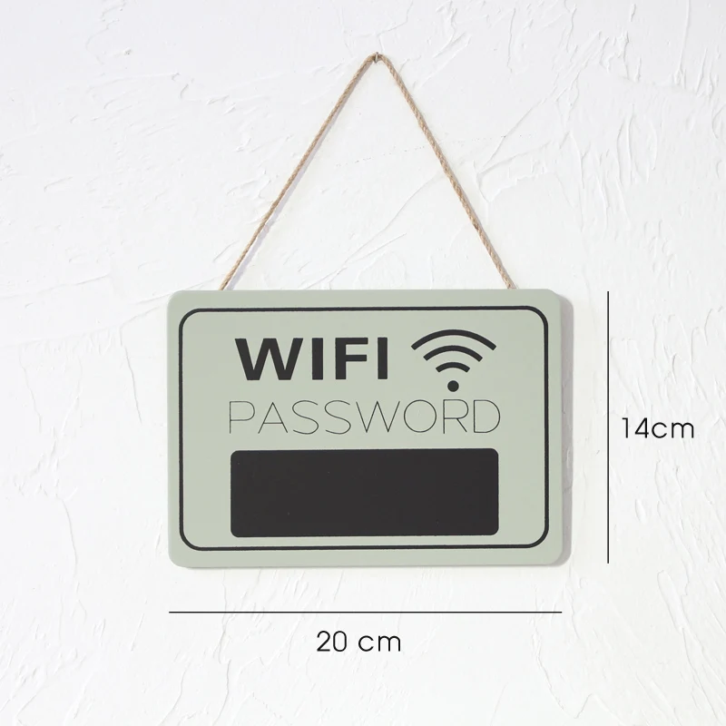 Wooden WiFi Password Sign Hanging Plaque Handwriting Blank Plate Chalkboard Wifi Board Sign for Home Store Party Shops Cafes Bar