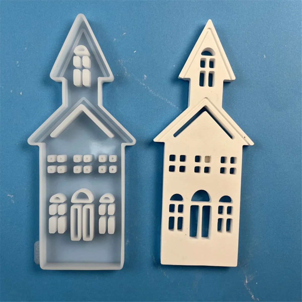 2025+ Christmas Tree and House Silicone Mold Set for DIY Cement Plaster Casting, House Tree Combination Decoration Mold