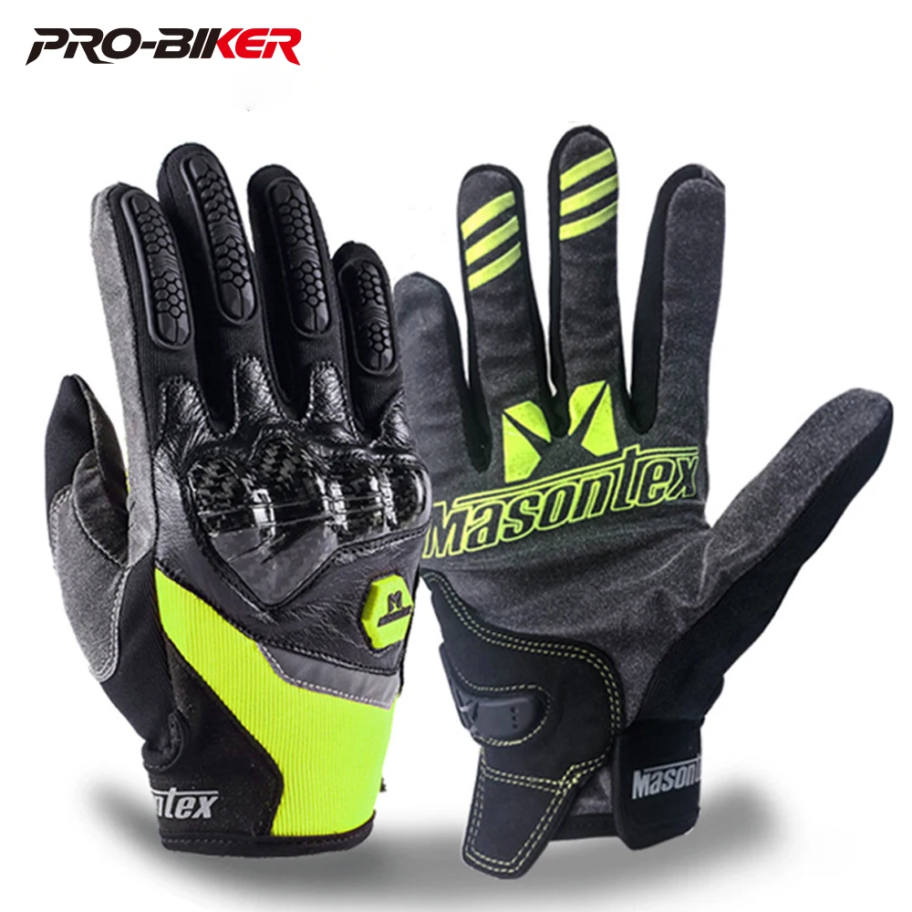 

Masontex Carbon Fiber Motorcycle Gloves Touch Screen guantes moto Full Finger Gloves Moto Motocross Glove for 4 Season