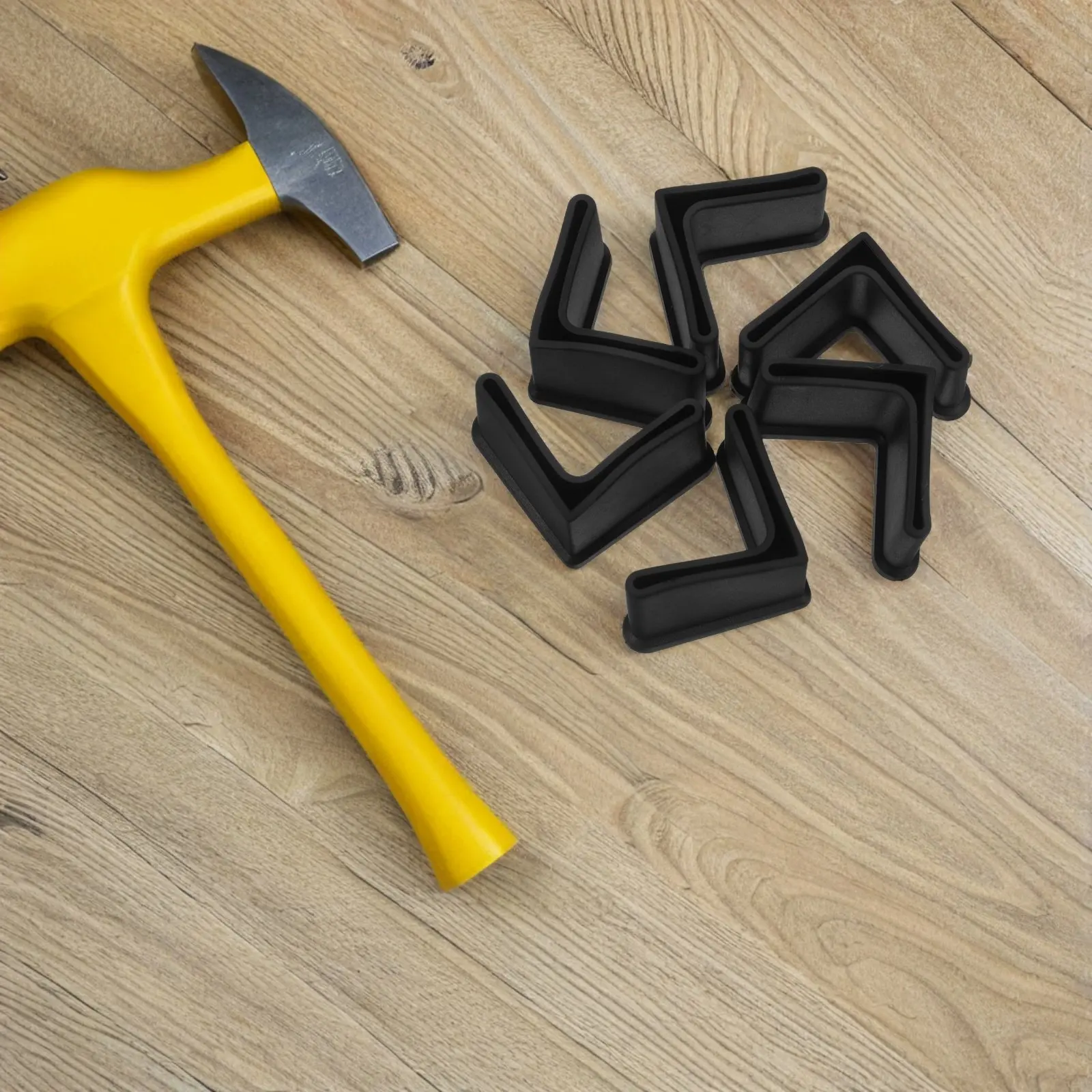 

20Pcs L-Shaped Plastic Furniture Leg Caps Black Elastic Non-Slip Chair Bed Frame Floor Protectors for Shelves Triangular Steel