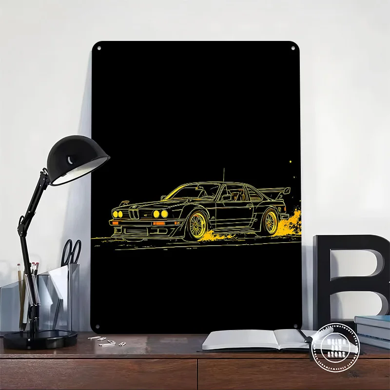 Sports E30 Racing Sports Car Printed Poster Customized Retro Wall Art Vintage Metal Tin Signs for Home Room Accessories Man Cave