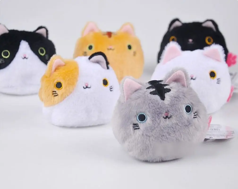 1pcs 6 Colors Kawaii 8CM Cats Stuffed TOYS Keychain Cute Cat Gift Plush TOY DOLL for Kid\'s Party Birthday Plush Toys for Girl