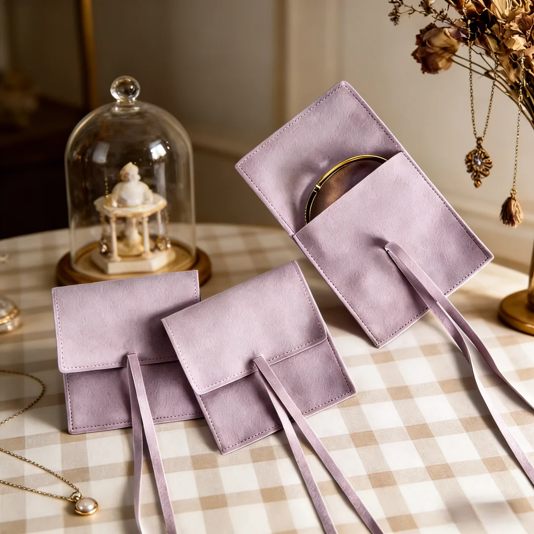 10Pcs Elegant Microfiber Jewelry Envelope Pouches with Drawstring for Wedding Favors & Home Storage of Rings Pendants & Earrings