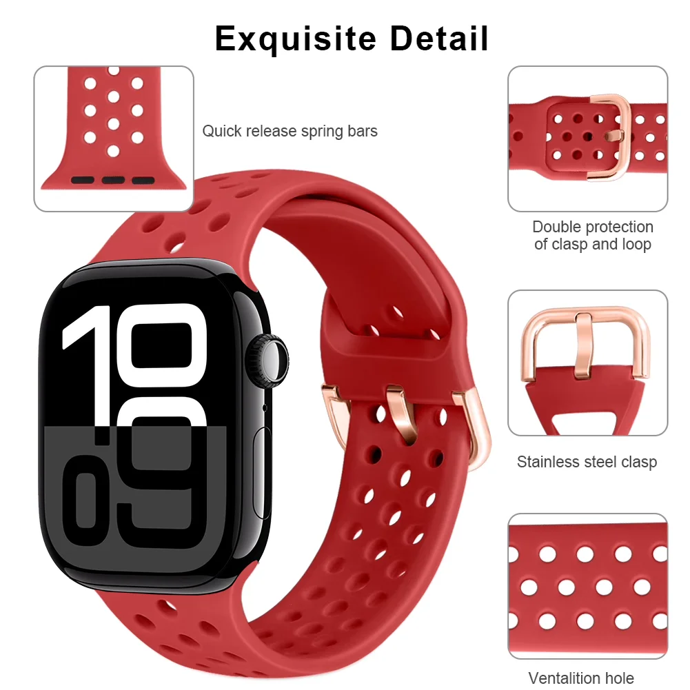 Silicone Strap For Apple Watch 1110 42mm 46mm Ultra 3/2/1 49mm Sports Wristband iWatch 9 8 7 6 5 4 SE 3 45mm 44mm 41mm 40mm Band