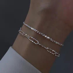 Authentic Italian S925 Sterling Silver Bracelet Sparkling Glitter Bracelet High Jewelry Lady Strap Jewelry Gift