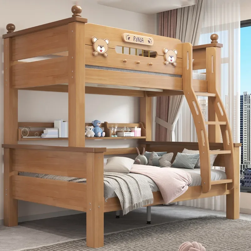 

Верхняя и нижняя двухъярусная кровать, детская кровать из цельного дерева, кровать для матери и ребенка, второй пол, молодежная маленькая квартира из резинового дерева, двойная