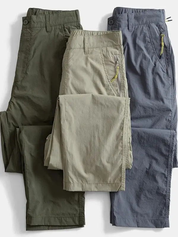 

Легкие быстросохнущие летние повседневные брюки прямого кроя, свободные мужские широкие брюки для активного отдыха, рабочие длинные брюки, модные