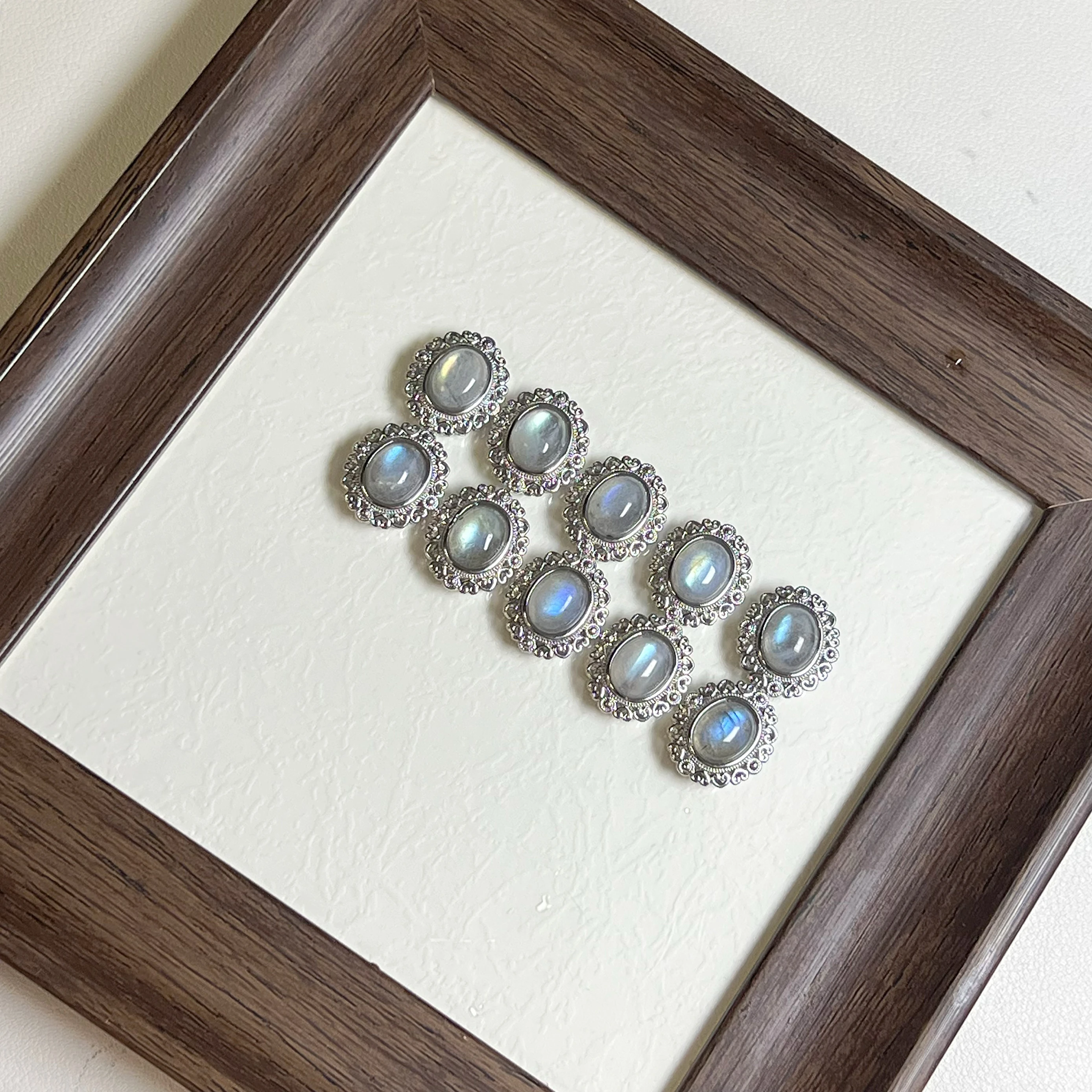 

Коробка-шкатулка для браслетов DIY с удлиненными кристаллами лунного камня, инкрустированная, с прочным отверстием, в форме яйца, для вставки камней