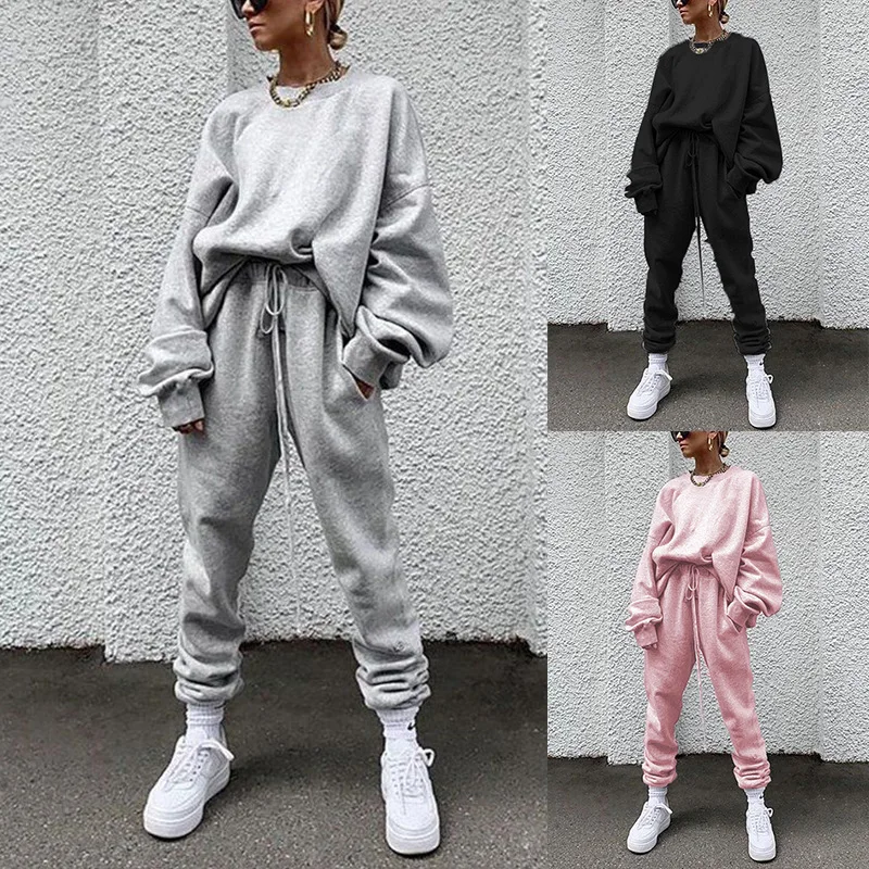 Herbst-Langarmhose für Damen Locker Lässig Einfarbig Bequeme Passform Neuer Stil Anzug – Detail 2