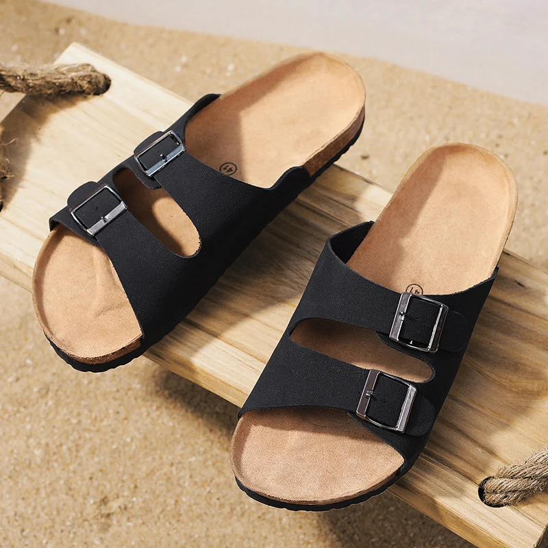 Men's casual cork slippers summer anti slip comfortable beach shoes fashion youth versatile sandals Breathable walking slippers