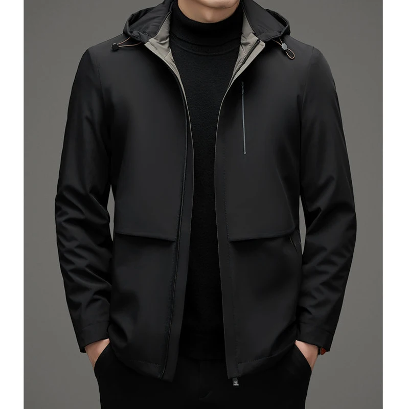 Men's Autumn and Winter New Lightweight Warm Jacket Jacket, Middle-aged Korean Version Hooded Dad Cotton Jacket