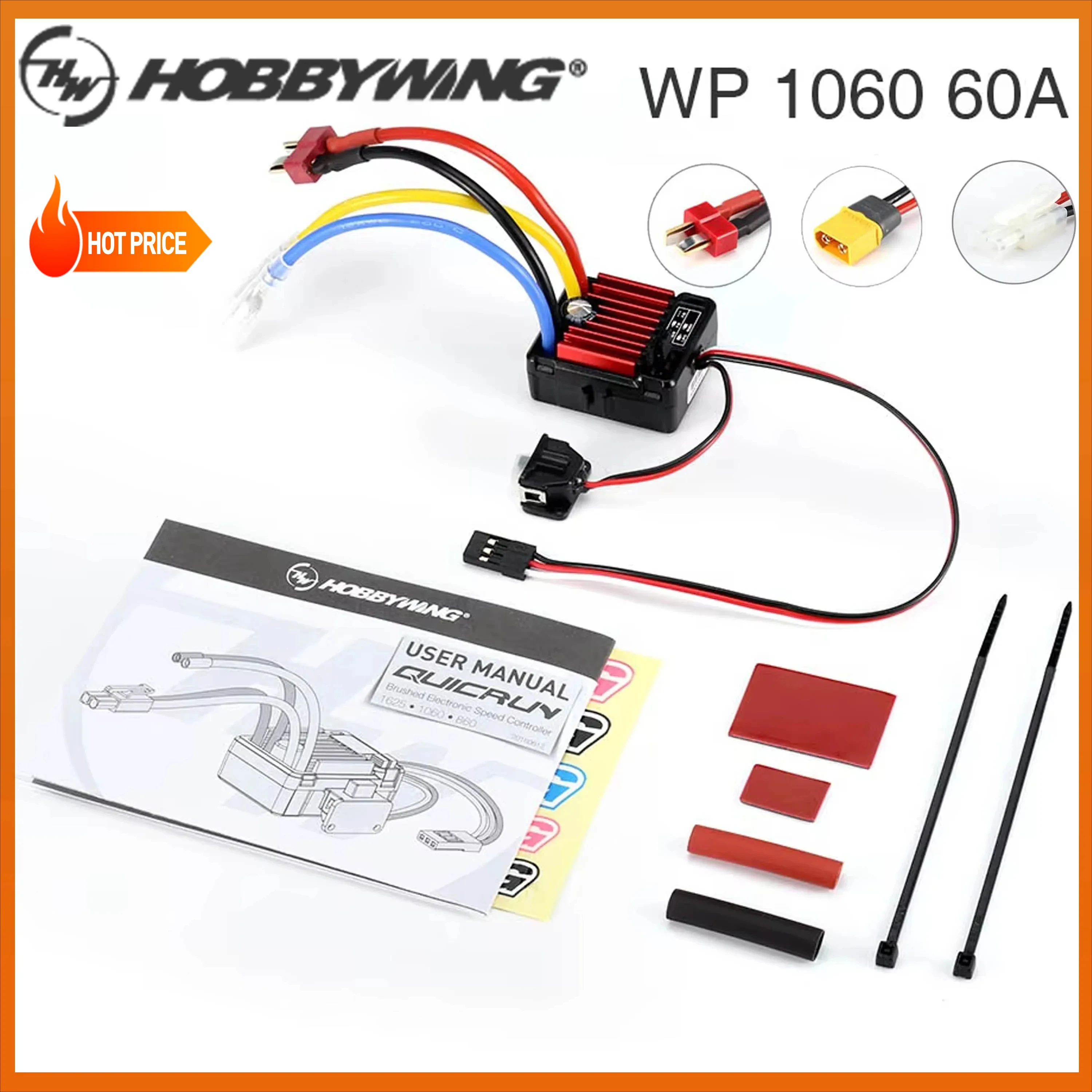 

Hobbywing QuicRun 1060 60A Electronic Speed Controller Brushed ESC For 1/10 RC Car Truck Crawler 540 550 Motor HB Axial Wltoys
