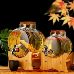 Special Glass Wine Bottle with Faucet, Fruit Wine, Ginseng Wine Barrel, Medicinal Wine Jar