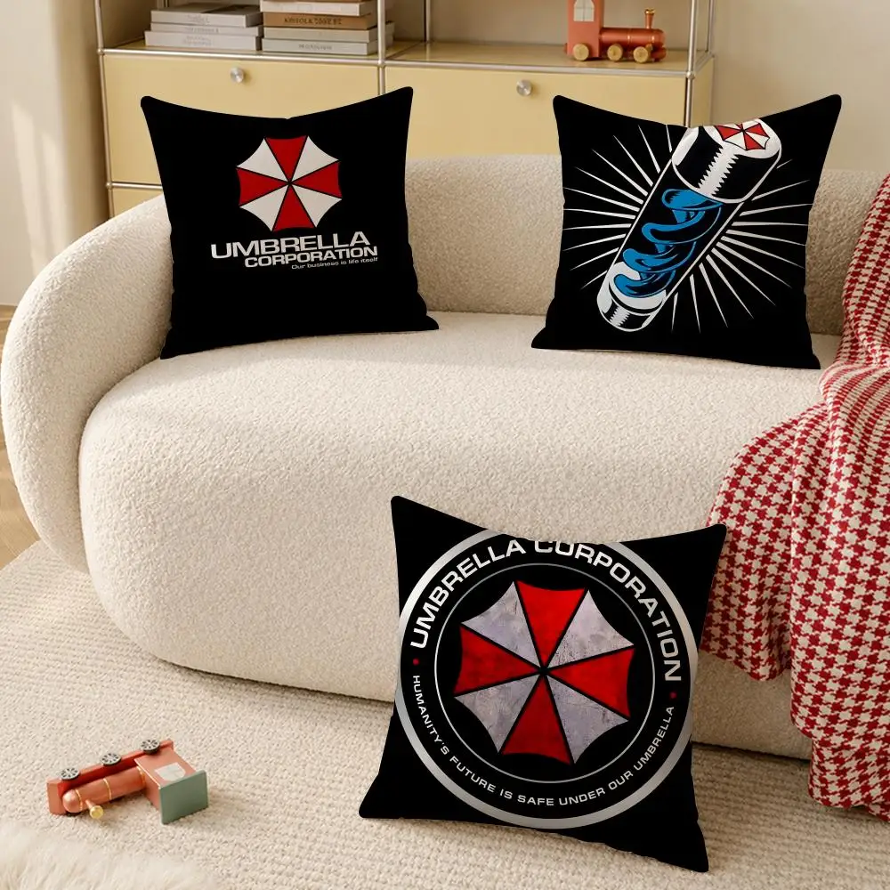 Game R-Resident E-Evil U-Umbrella Cushion Cover Wrinkle-Resistant Short Plush Cushion Covers Breathable Machine-Washable
