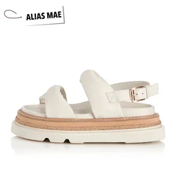 ALIAS MAE High Quality Summer Leather Tie Anti slip Thick Bottom Women's Light Luxury Casual Strap Sandals