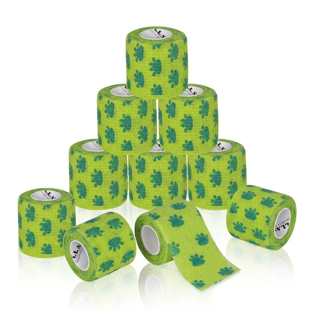 

Tattoo Grip Bandage Green Cat Paw Pattern Self Adhesive Wraps 5cm x 4.5m Non Slip Handle Tape Tattoo Accessories Supplies