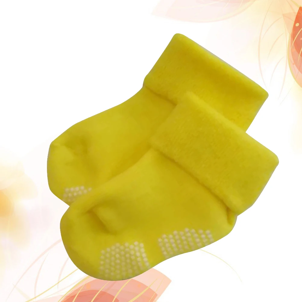 

For Boys Girls Newborn Cotton Thickening Anti-Slip Socks Warm Autumn Winter Socks 1-3 Years Old Yellow