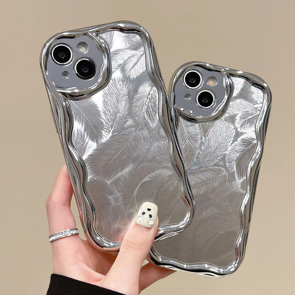 فاخر حلم الليزر التدرج ريشة نمط جراب هاتف آيفون 15 14 13 12 11 برو ماكس XS XR X 7 8 زائد عدسة الغطاء الواقي