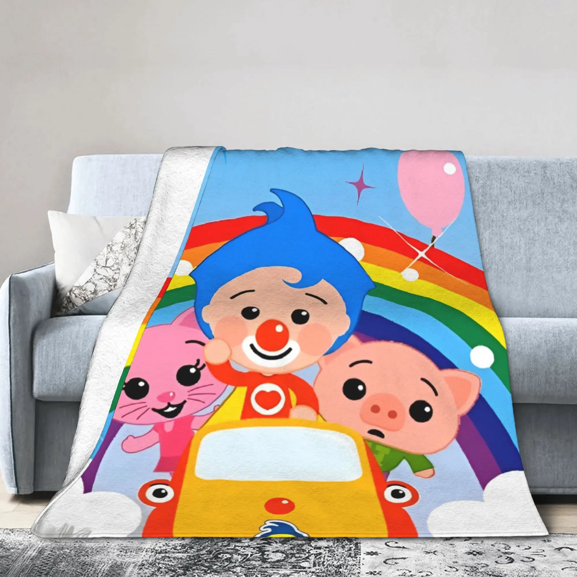 P-Plims Velvet Throw Blanket Clown  Blankets for Sofa Office Lightweight Thin Quilt,