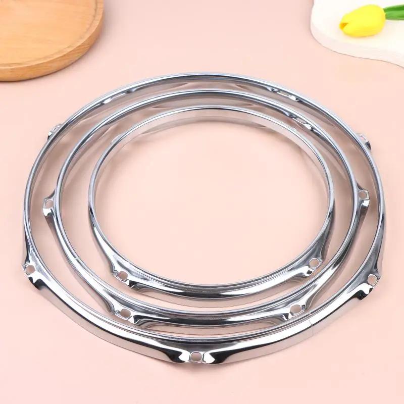 Silencers Snare Drum Hoops Replacement Silver-plated Iron Frame 8/10/12Inch Heavy Duty Rim Guard Drum Hoop Rim Protector Hoop