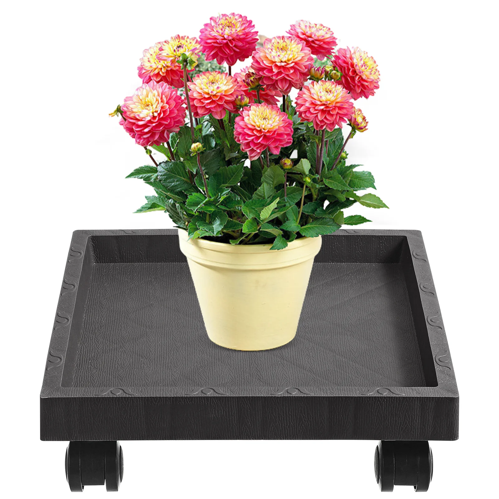 

Flower Pot Tray Holder Thickened Plastic Plant Stand Trolley Patio Garden Balcony Indoor Outdoor Rolling Plant Pallet with