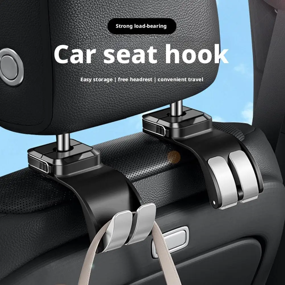 

Car Headrest Hooks With Automatic Rebound 25KG Load-Bearing For Front Rear Seats Organizing Bag Groceries Car Interior Acce U2N2