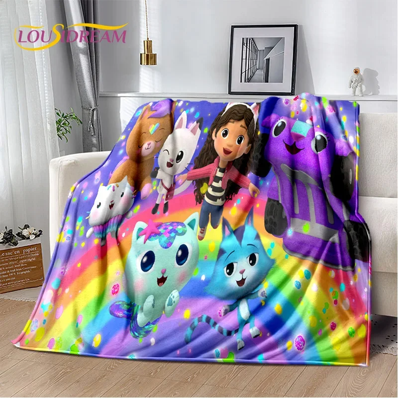 Cute Gabbys Dollhouse Cartoon Blanket,Soft Throw Blanket for Home Bedroom Bed Sofa Picnic Travel Office Rest Cover Blanket Gift