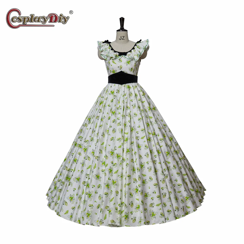 

Gone with the Wind Dress Scarlett O'Hara Cosplay Costume Green Floral Dress Women Princess Party Ball Gown 19th Century Dress