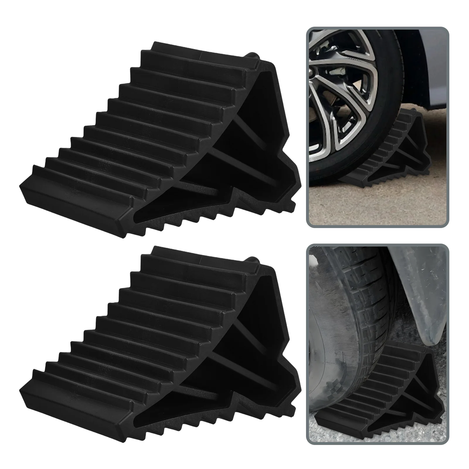 

Wagon Wheels Car Gadgets Tire Slipper Chocks for Cars Solid Rubber Wedge Rv Black Trailer