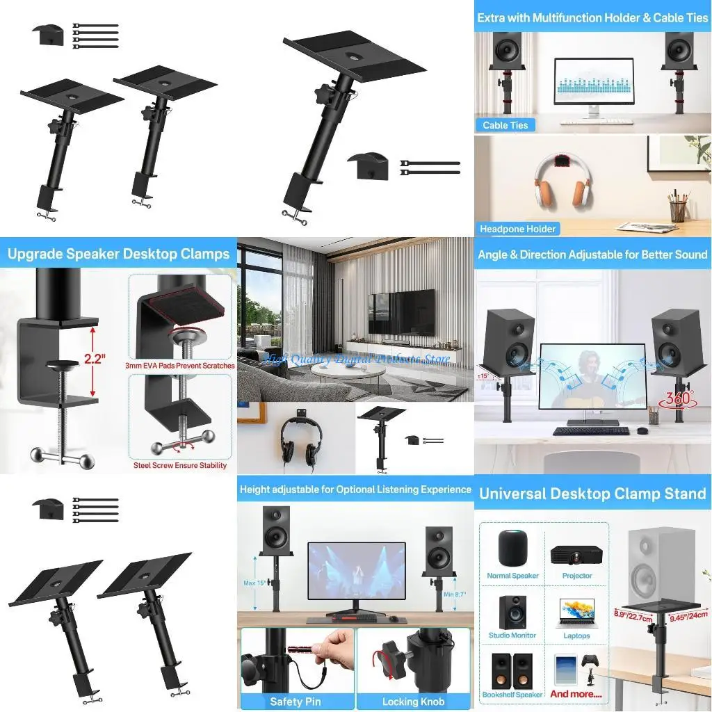 

U2JE Global Sound Device Mount Metal Grip Base Against Scratch Mattresses Height Security Pin